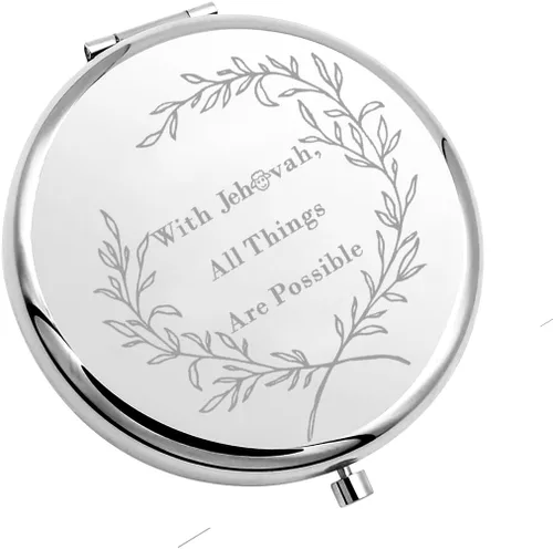 Miniatura 7 de MAOFAED Regalo de versículo bíblico, cita de la Biblia, espejo compacto para mujeres, regalo cristiano, espejo de viaje, espejo de bolsillo Oro rosa
