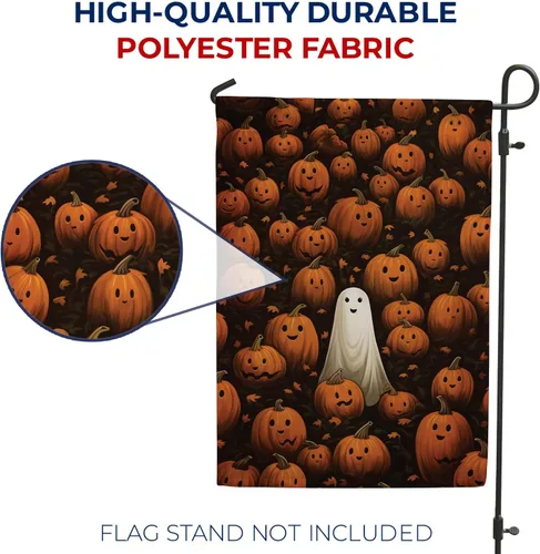 Miniatura 4 de Bandera de jardín de fantasmas de Halloween con texto en inglés «America Forever Halloween» de doble cara exterior, 12.5 x 18 pulgadas, bandera