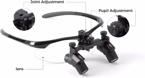Miniatura 5 de REEHUT Lupas binoculares ergonómicas de 45 ° Ergo Loupes ultraligeras ajustables quirúrgicas lupas de trabajo distancia de trabajo 17.717 in (3.0X)