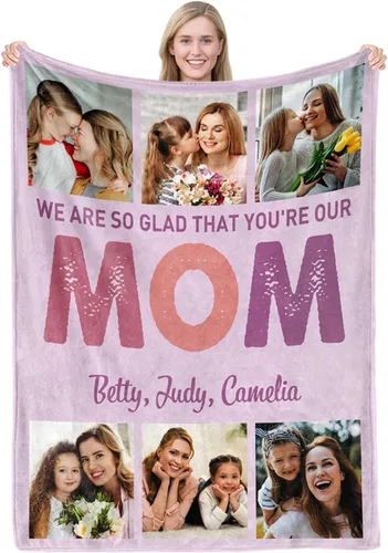 Miniatura 13 de MeMoShe Manta personalizada para el día de la madre, regalos de hija, hijo, manta personalizada con fotos, regalos para mamá, mujeres, regalos