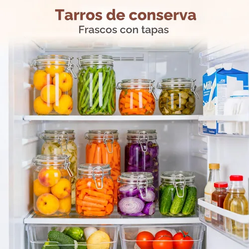 Miniatura 6 de ComSaf Paquete de 6 recipientes cuadrados de vidrio de 27 onzas, tarros estéticos de almacenamiento de alimentos para un cambio de imagen completo