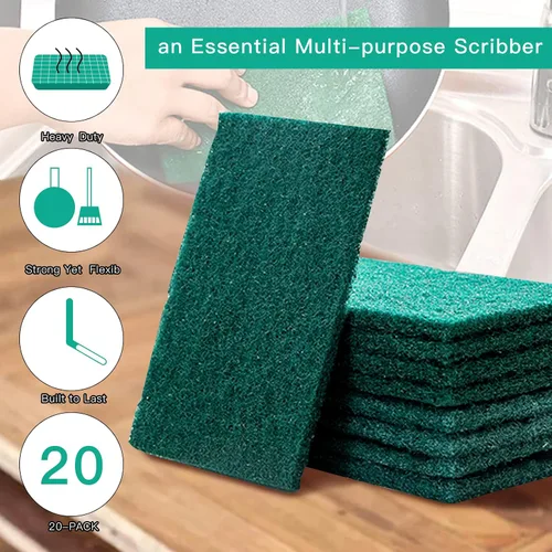 Miniatura 4 de Almohadillas de limpieza resistentes para limpiar platos, esponja, no rayan, verde, reutilizables, para cocina y utensilios de limpieza de platos
