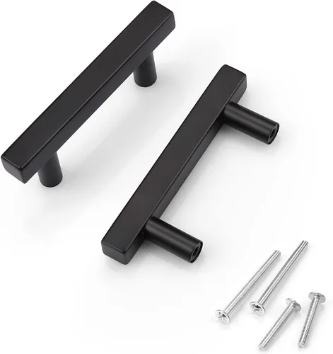 Miniatura 20 de KNOBWELL - Paquete de 5 tiradores modernos de acero inoxidable para puertas de armarios, cajones de cocina, baño, distancia entre agujeros 2.52 Negro