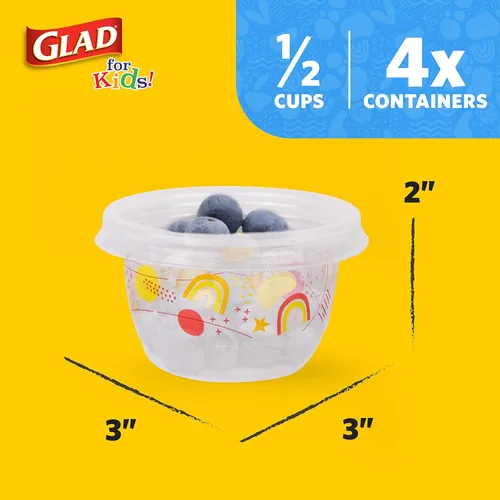 Miniatura 5 de Glad para Niños GladWare - Paquete variado, recipientes de almacenamiento de alimentos para el regreso a la escuela con tapas, tamaños mixtos