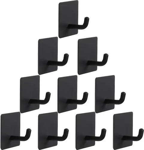Miniatura 17 de Ganchos para Toallas de Baño, Paquete de 6 Ganchos Autoadhesivos para Abrigos, Gancho Resistente para Bata Sin Perforación, Colgador de Ropa Negro 6