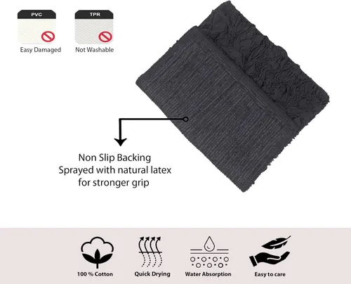 Miniatura 7 de Home Weavers Bell Flower Collection - Tapetes de baño copetudos de 100 % algodón, extrasuaves y absorbentes, antideslizantes, lavables a máquina
