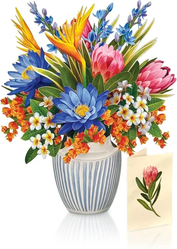 Miniatura 19 de Freshcut Paper Tarjetas desplegables, Serenity Orchid, ramo de flores eternas Forever Flower de tamaño real de 12 pulgadas, tarjeta de felicitación