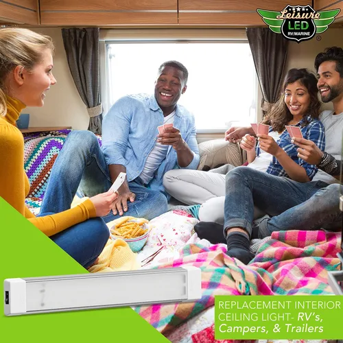 Miniatura 8 de Lámpara de techo LED para caravana con interruptor de encendido/apagado de 18.5 pulgadas, 5000 K, blanco natural, 12 V/24 V CC, 1440 lúmenes