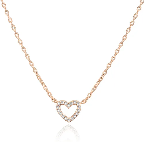 PAVOI Collar de corazón chapado en oro de 14 quilates con circonita cúbica | Bonitos collares con colgante de amor delicado para mujer