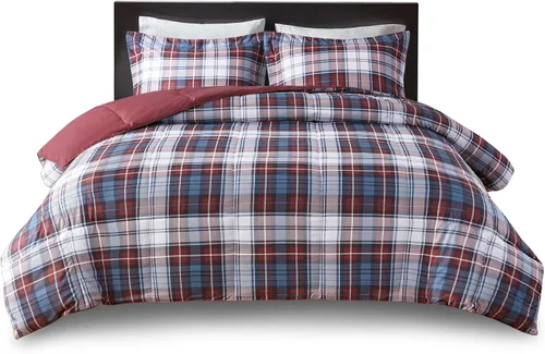 Miniatura 12 de Madison Park Essentials - Edredón a cuadros Parkston, funda a juego, funda 3M Scotchguard antimanchas, hipoalergénico, juego de ropa de cama