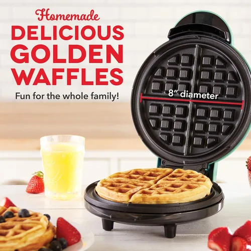 Miniatura 2 de DASH Máquina de gofres Express de 8" para gofres, paninis, hash browns + otros desayunos, almuerzos o aperitivos, con superficies de cocción