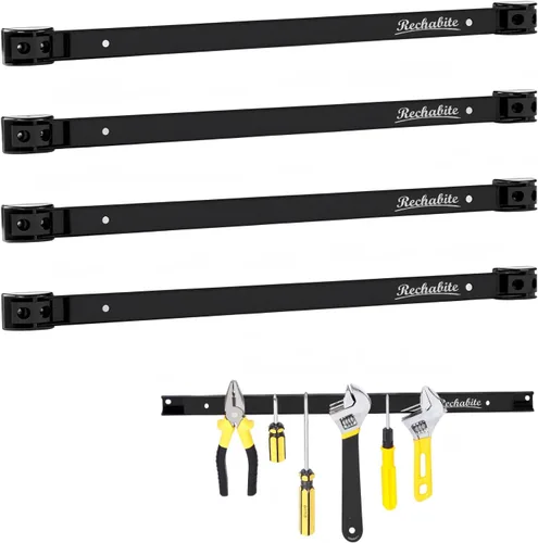 Miniatura 14 de 4 unidades de tiras con soporte magnético para herramientas de 12 pulgadas, barra magnética negra, estante organizador de herramientas de metal