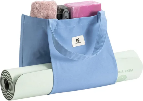 Miniatura 3 de Bolsa de hombro con bolsillo para transportar esterilla de yoga Moyaqi de lona, bolsa de transporte para oficina, entrenamiento, pilates, viaje