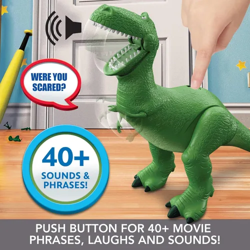 Miniatura 3 de Mattel Disney y Pixar Toy Story Figura de Acción de Dinosaurio que Habla con Brazos Movibles, Risas Rugientes Rex Dino Toy, T Rex de 10.8 Pulgadas