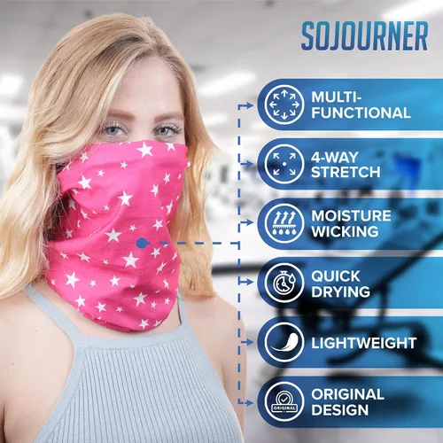 Miniatura 3 de SoJourner Bags Bandana para el cuello (9 unidades) Cubrebocas de cuello Gators para hombres y mujeres, máscaras de cuello en I