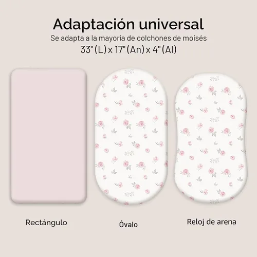 Miniatura 4 de Gllquen Baby - Sábanas ajustadas para moisés de 2 unidades, 100% algodón orgánico para niñas y niños, sábana suave y transpirable unisex para Rosa