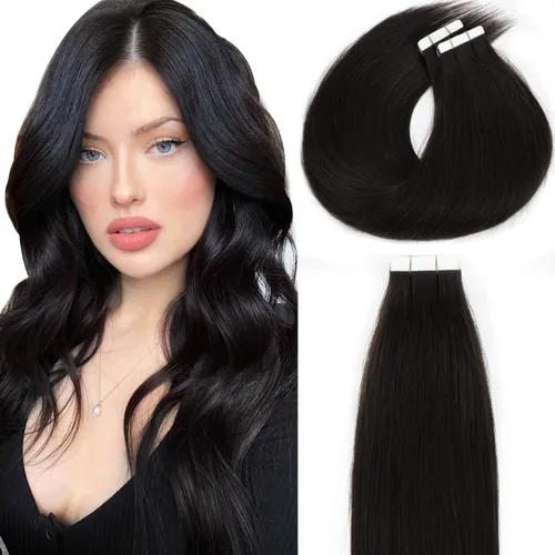 Miniatura 18 de Lacer Extensiones de cabello humano Remy con cinta, 20 piezas, 1.76 oz, extensiones de cabello humano con cinta color marrón chocolate a rubio