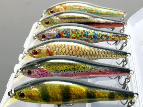 Miniatura 30 de Minnow Crankbait para pesca de lubina Señuelo de lubina Jerkbait Señuelos de pesca y caja de aparejos HC15KB
