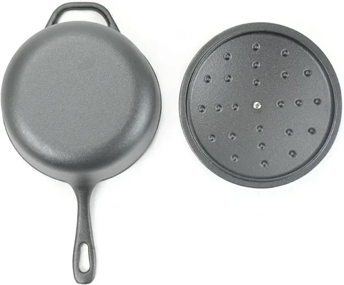 Miniatura 4 de HAWOK Mini cacerola de hierro fundido de 2 cuartos de galón, 7 pulgadas con tapa, pre-sazonada