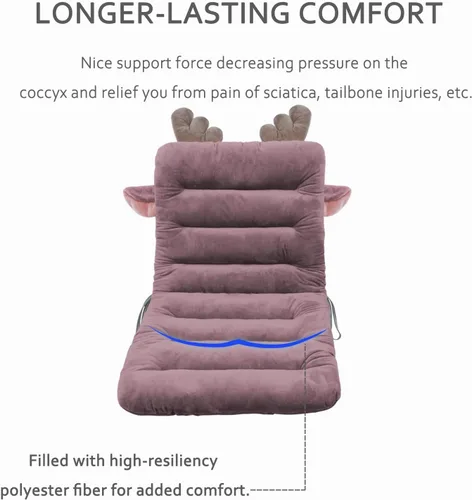 Miniatura 4 de ELFJOY Cojín para Silla de Oficina 85cm Cojín para Silla de Oficina Cojín de Asiento con Soporte Lumbar Cojín para Silla de Descanso con Banda