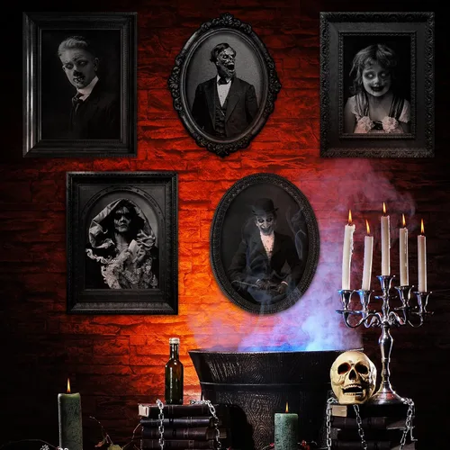 Miniatura 5 de ZOIIWA 10 piezas de imágenes en movimiento de Halloween en 3D cambiantes de rostros góticos, retratos de terror, retratos de terror, para fiestas