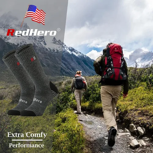 Miniatura 2 de Calcetines acolchados de lana merina para hombre, para senderismo, senderismo, senderismo, suaves, acogedores, ajuste térmico, control de humedad