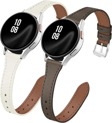 Miniatura 17 de JR.DM Paquete de 2 correas delgadas de cuero para mujer compatibles con Samsung Galaxy Watch 7/6/5/4/Active 2/4 Classic/6 Classic/5 Pro/FE 1.575 in