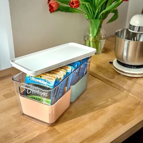 Miniatura 2 de Rosanna Pansino x iDesign - Contenedores de almacenamiento de plástico reciclado para cocina, incluye 1 contenedor grande con tapa y 2 cubos