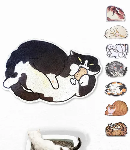 Miniatura 11 de Lukamoo® Bonita alfombra de arena para gatos (30 x 20 pulgadas), extra grande y XL, para arena de gatos y bonita caja de arena para gatos, tapete