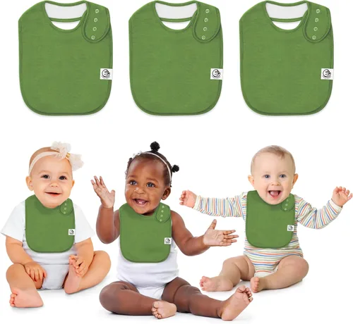 Miniatura 16 de Organic Cotton Baby Bibs for Drooling & Teething – Soft, Ultra Absorbent Baby Bib Set for Boys & Girls, 3-Pack Baberos blancos