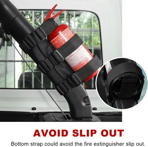 Miniatura 4 de Soporte para extintor de barra enrollable Ohleats, correa ajustable para extintor de incendios con patrón de bandera americana, accesorios