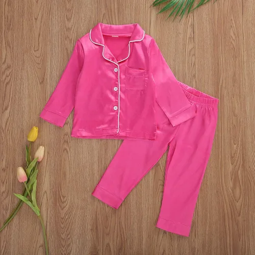 Miniatura 121 de Conjunto de pijama de manga larga con botones para niña pequeña, conjunto de ropa de dormir