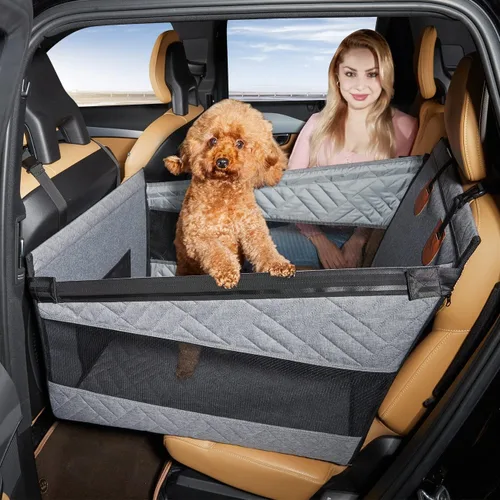 Miniatura 8 de TKYZ Asiento de automóvil mediano para perro, extensor de asiento trasero para perros, funda de asiento grande impermeable para asiento trasero