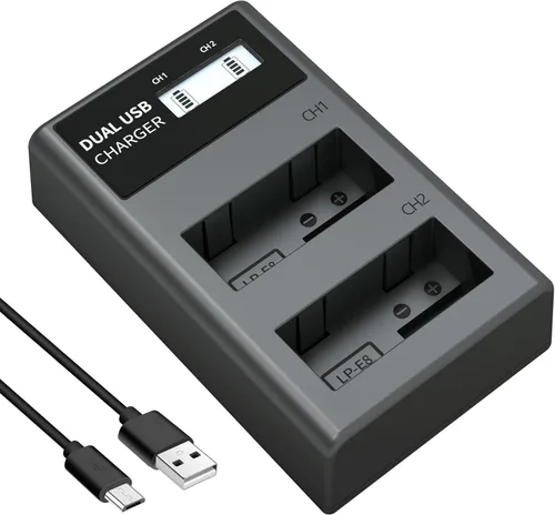 Miniatura 11 de LP Batería de repuesto E8, paquete de 2 baterías E8 de 1900 mAh para cámara digital Canon EOS Rebel T2i, T3i, T4i, T5i, EOS 550D, EOS 600D, EOS
