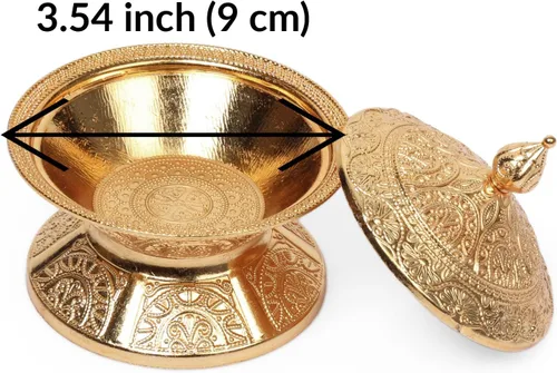 Miniatura 6 de Alisveristime Azucarero tradicional otomano turco hecho a mano con tapa (diámetro 3.34 pulgadas, longitud 3.54 pulgadas), motivos intrincados, ideal