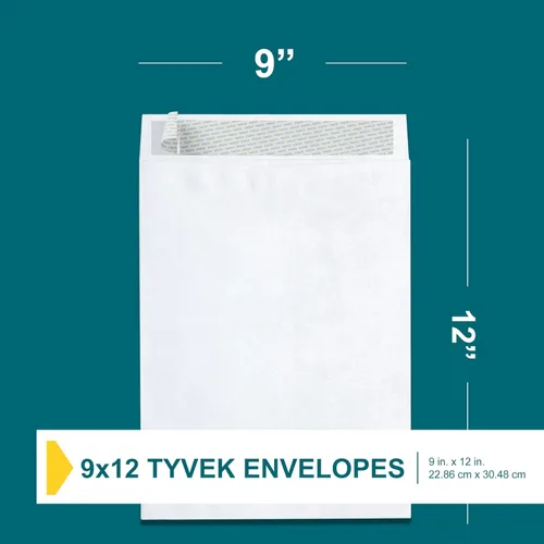 Miniatura 3 de 9x12 Sobres de Tyvek – Sobres Fuertes y Livianos para Envío Profesional, Resistente al Desgarro, Construcción DuPont™ Tyvek® y Cierre de Seguridad