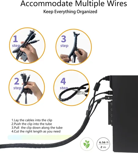 Miniatura 6 de Juego de 6 ojales de escritorio de 2 pulgadas (1.969 in) para sierra de agujero bimetálica with Cord Wrap Coiled Tube Management,2 m Cable Sleeve