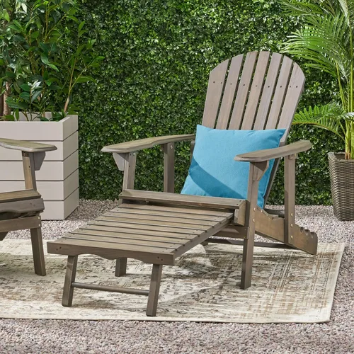 Miniatura 10 de Sillas Adirondack plegables teñidas naturales, sillas de terraza al aire libre, sillas de patio, con reposapiernas extensible para piscina, Teñido