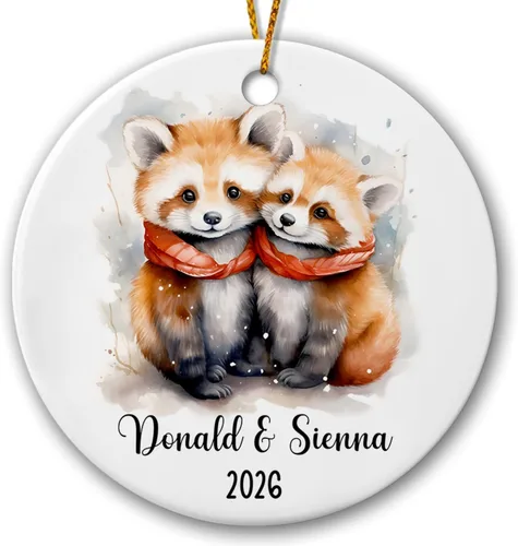 Miniatura 22 de Adorno de cerámica personalizado para pareja de leones 2026, regalos para parejas recién nacidas, novio, novia, adorno para parejas de leones, árbol