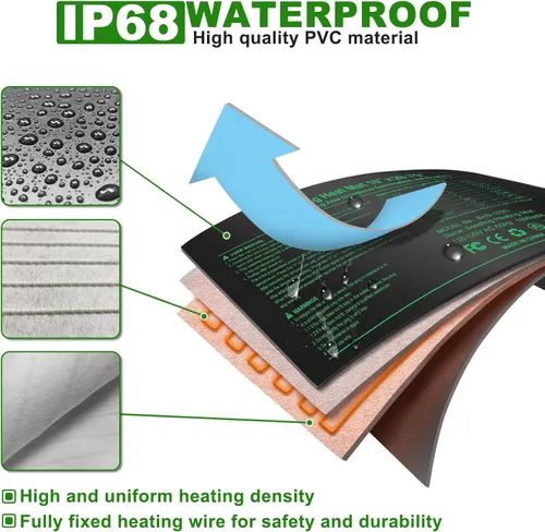 Miniatura 5 de Tapete térmico de plántulas con controlador de temperatura integrado (paquete de 2), almohadilla térmica de plantas de 10 x 20.75 pulgadas