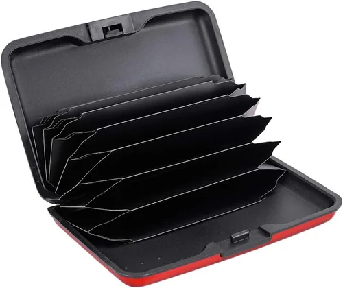 Miniatura 106 de ELFISH Mini cartera de aluminio RFID para tarjetas de crédito, funda de identificación de metal para hombres y mujeres, Happy Flower, Cartera Rfid