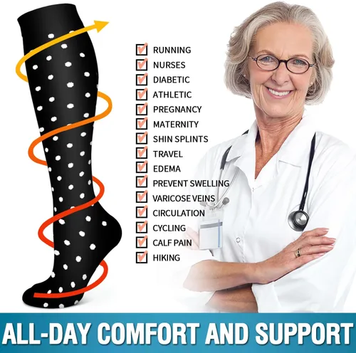 Miniatura 137 de 6 Pack Copper Compression Socks for Women and Men Circulation-Best Support for Medical, Running,Nursing,Athletic
