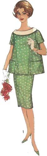 Patrón de costura de los años 60: vestido de maternidad de dos piezas, parte superior y falda, busto: 38.0 in
