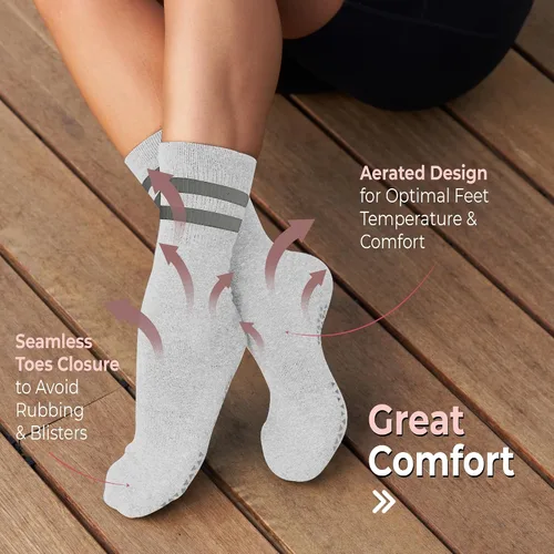 Miniatura 6 de TAVI Kai Fashion Crew Grip Calcetines Para zapatilla Barre, Pilates y Yoga con empuñaduras para mujeres y hombres