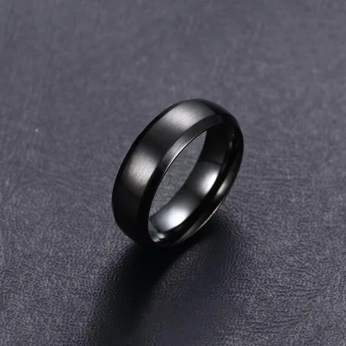 Miniatura 4 de TTVOVO Anillo de acero inoxidable cepillado mate para hombre de 0.157 in, 0.236 in, 0.315 in, 0.394 in, color negro, azul, plateado, anillo