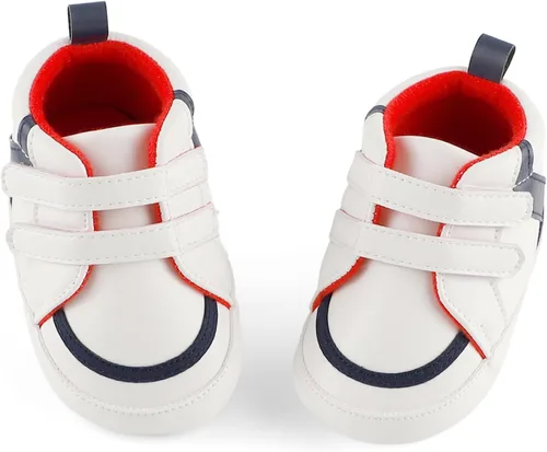Miniatura 2 de ESTAMICO - Tenis de piel sintética para bebés, niños y niñas, suela de goma antideslizante, para primeros pasos, zapatos para exteriores