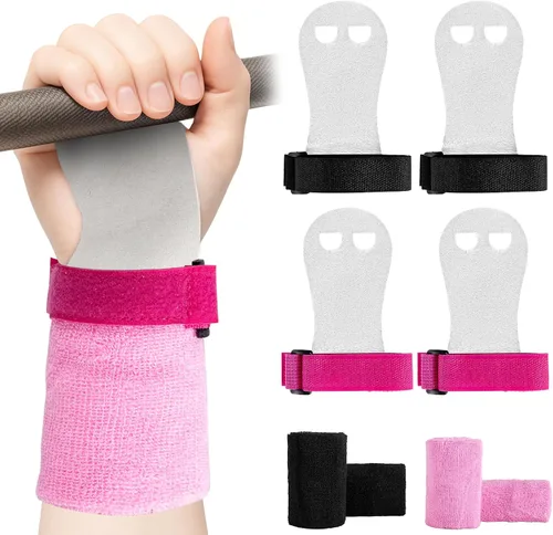 Miniatura 10 de 2 pares de agarres de mano de gimnasia, equipo de gimnasia para niños, juegos de pulseras de gimnasia, guantes de agarre de barra de gimnasia