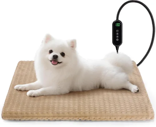 Miniatura 9 de Almohadilla térmica para gatos, cama climatizada impermeable para perros y gatos con temperatura y temporizador ajustables, alfombrilla eléctrica