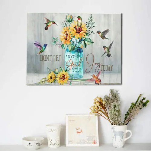 Miniatura 5 de Bulldog Leather Works Lienzo decorativo abstracto de colibrí y girasol, con citas inspiradoras, póster de flores de granja, decoración moderna
