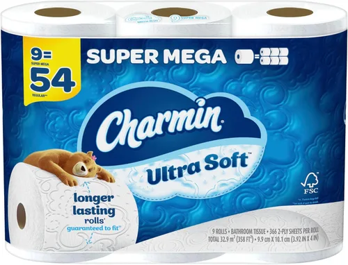 Miniatura 8 de Charmin Papel higiénico ultra suave, 24 megarrollos de papel de baño = 96 rollos regulares